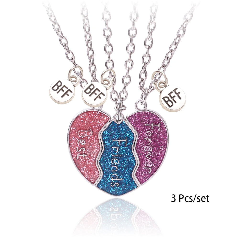 3 Pcs/set Best Friends Pendant Necklace For Woman Magnetic Adjustable Rainbow Daisy Lo close-up view
