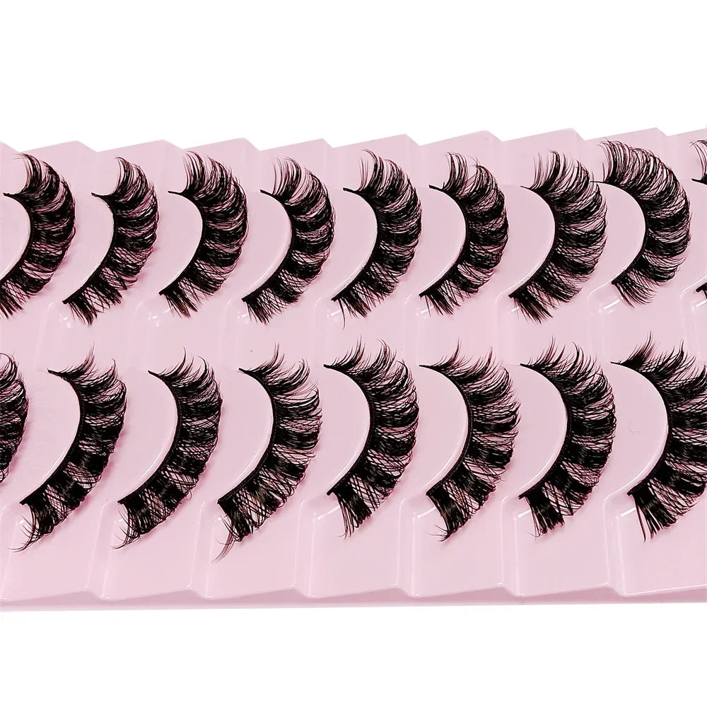 10 Pairs DD Curl Russian Strip Lashes | Fluffy Volume False Eyelashes for Dramatic additional angle