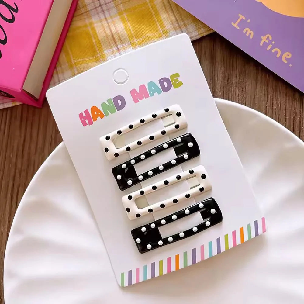 Vintage Dot Metal Hair Clips Set