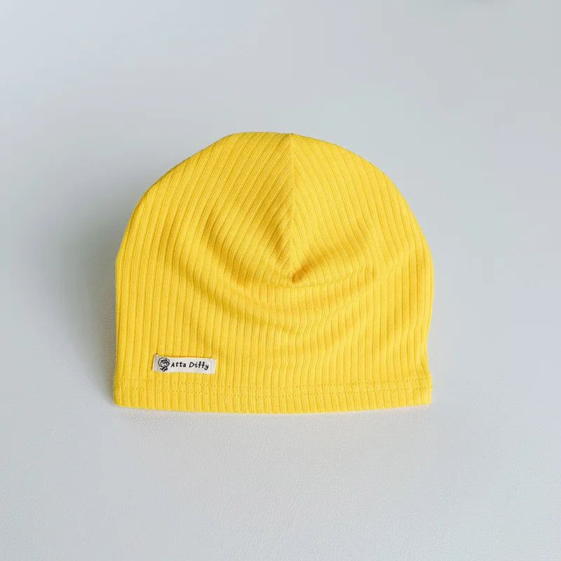 Soft Knit Baby Beanie | Breathable Cotton Candy Color Hat for Toddlers close-up view