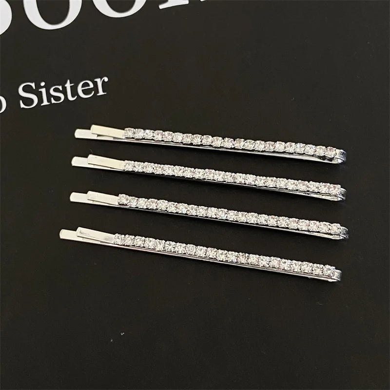 Bling Crystal Hair Clips Set Rhinestone Flowers Barrettes Side Pin Sweet Elegant Bobb alternate view