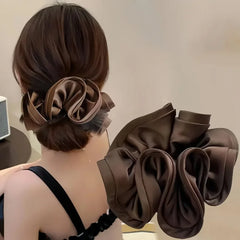 Korean Satin Scrunchies Elastic Hair Band Bow for Women Big Hair Tie Simple Elegance alternate view
