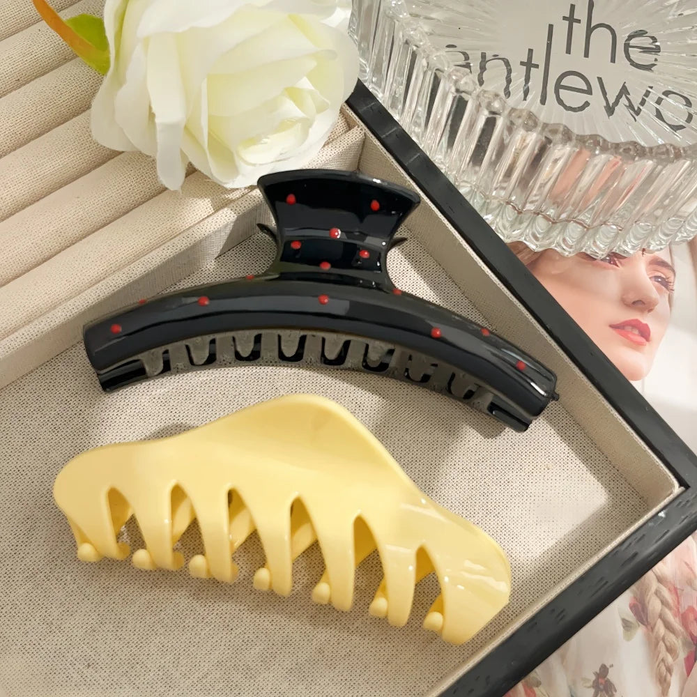 2pcs/set Hair Claw Clips for Women Girls Heart Bow Dots Leopard Large Small Crab Ha additional angle