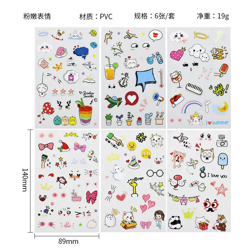 6Pcs Waterproof Cartoon Sticker Set | Cute DIY Decals for Laptops, Phones, and Plan additional angle