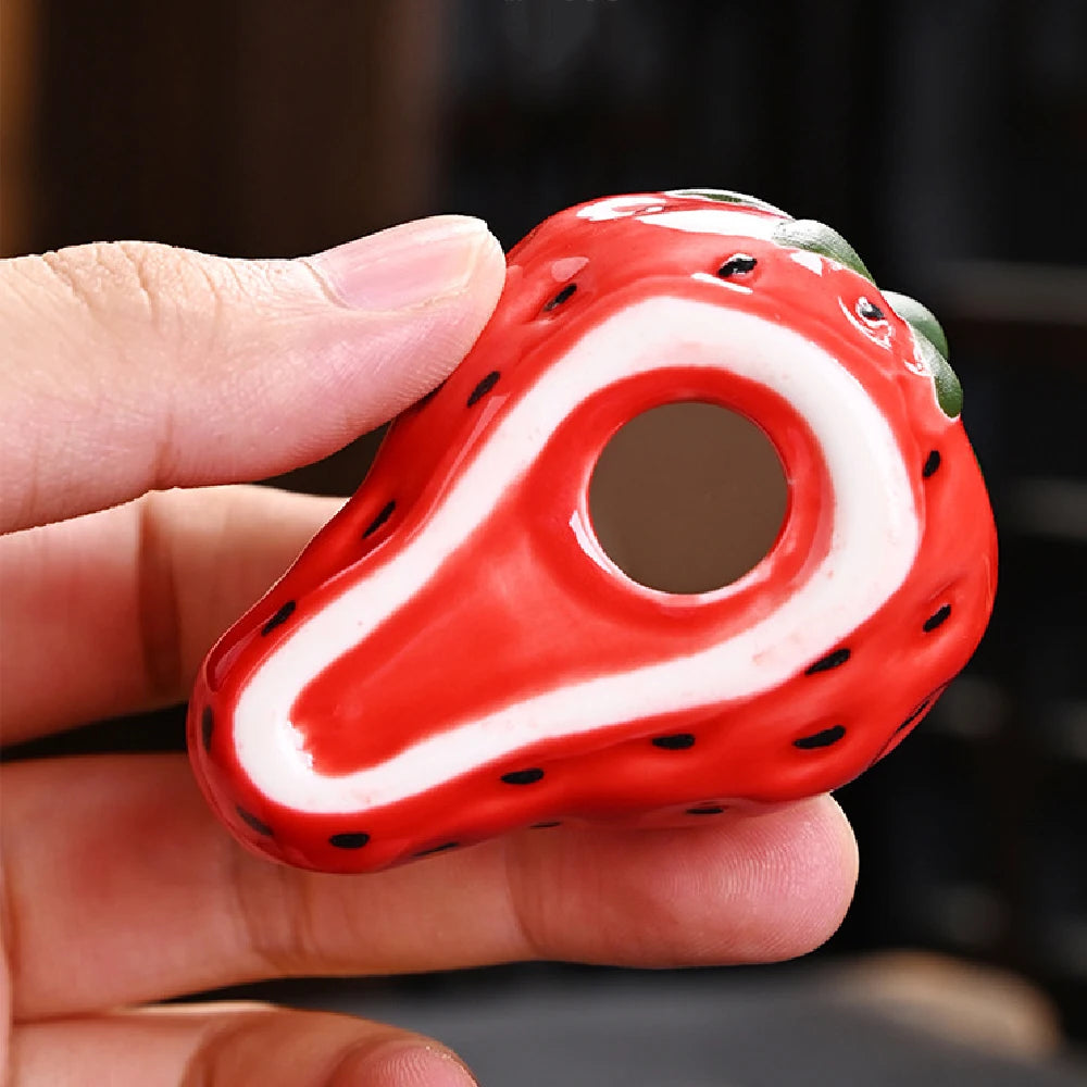 Strawberry Ceramic Incense Burner | Realistic Fruit Home Aromatherapy Decor additional angle