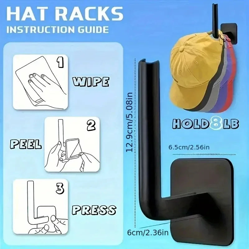 No Drilling Hat Rack for Wall - Baseball Cap Hanger Organizer, Over Door Handle Storage detail view