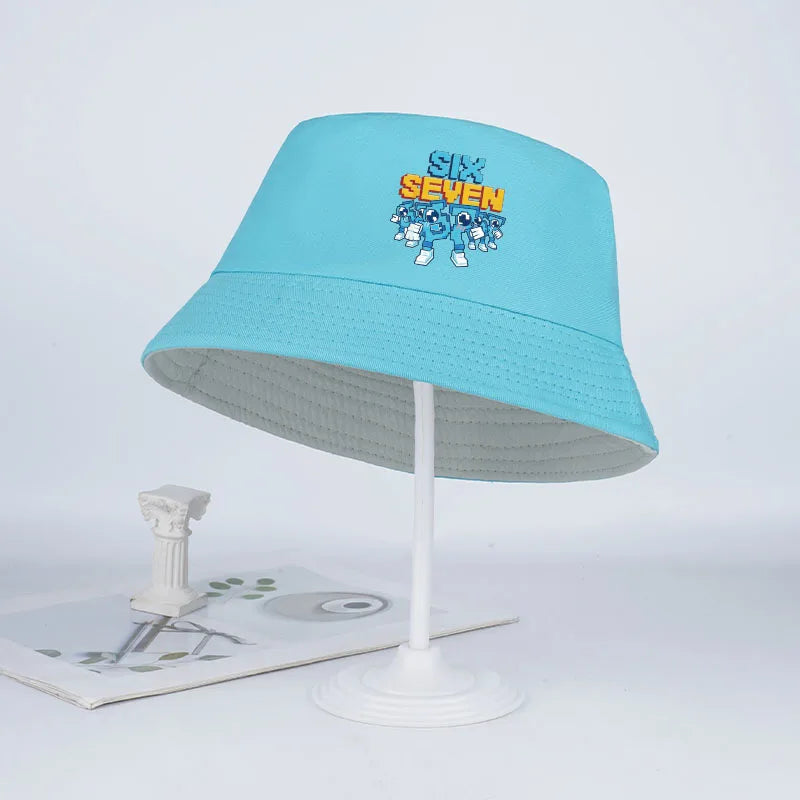 Pixel Robot Fisherman Hat for Kids | Digital Cartoon Sun Hat alternate view