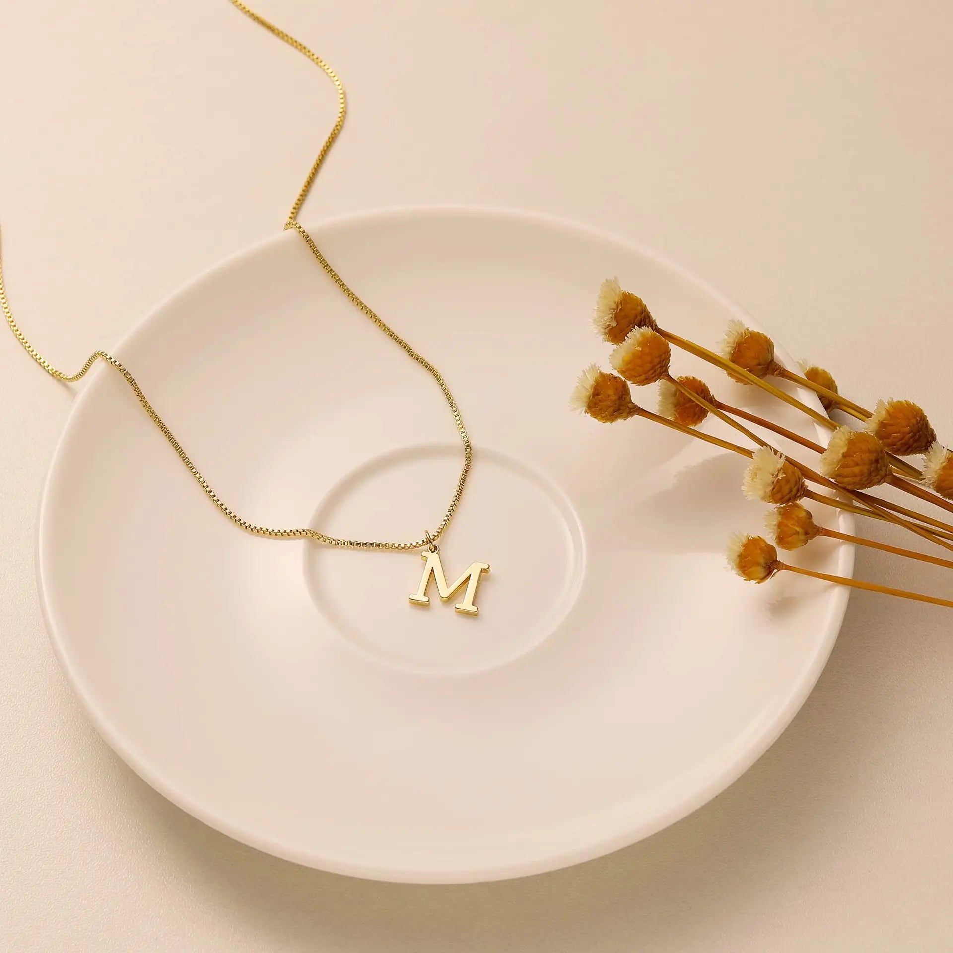 A-Z Initial Necklace 18K Gold Plated Necklace Cute Letter Stainless Steel Necklace for close-up view