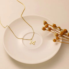 A-Z Initial Necklace 18K Gold Plated Necklace Cute Letter Stainless Steel Necklace for close-up view