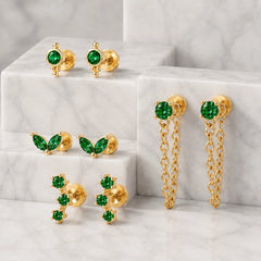 EVISPOL 18G Stainless Steel Flat Back Stud Earrings for Women Men Hypoallergenic Green C detail view