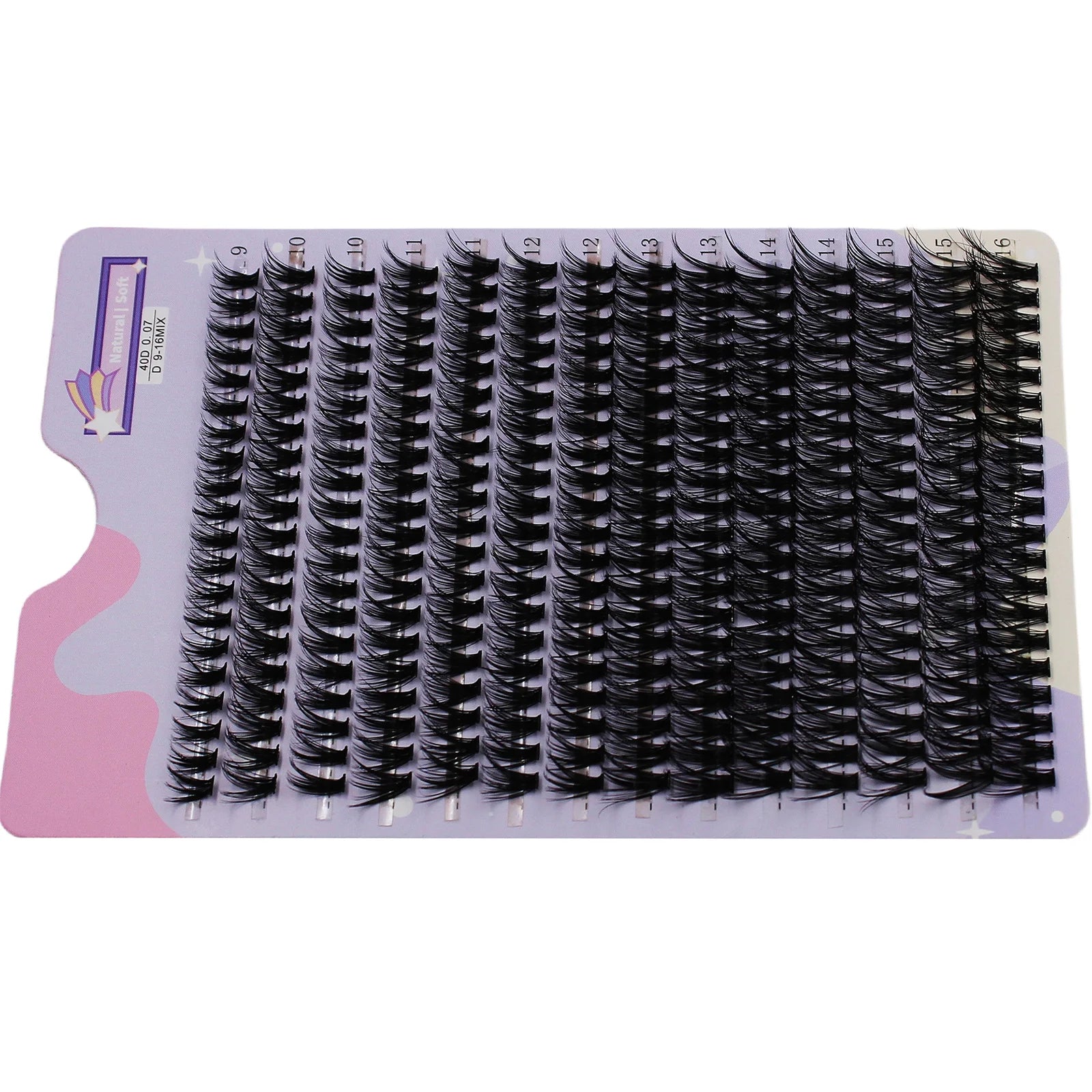 14 Rows 280 Clusters 40D Mix 9-16mm Cluster Lashes | Natural Thick Strip Eyelash Ex additional angle