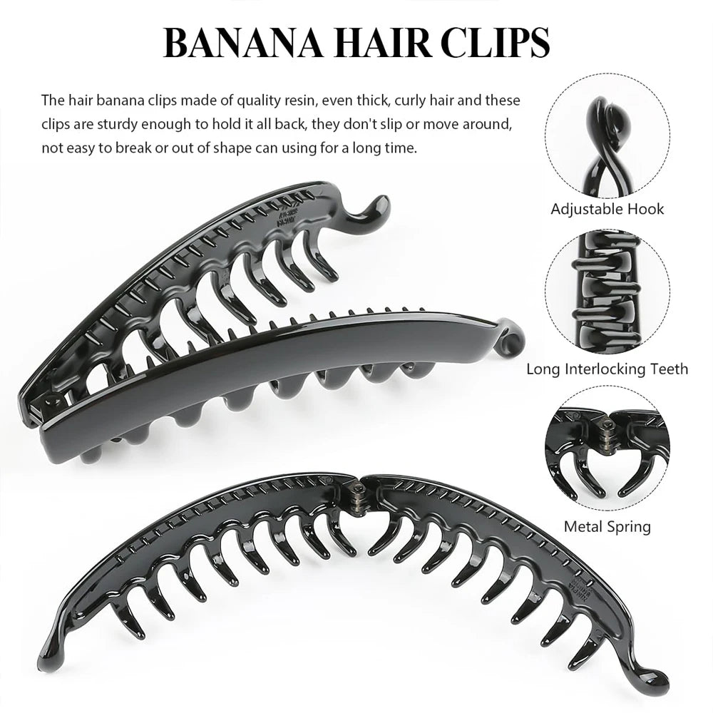 Tortoiseshell Banana Hair Clip Fish Shaped Hairpin Strong Grip Non-Slip Hair Claws Hairgrips Twist Clamp Ponytail Barrettes