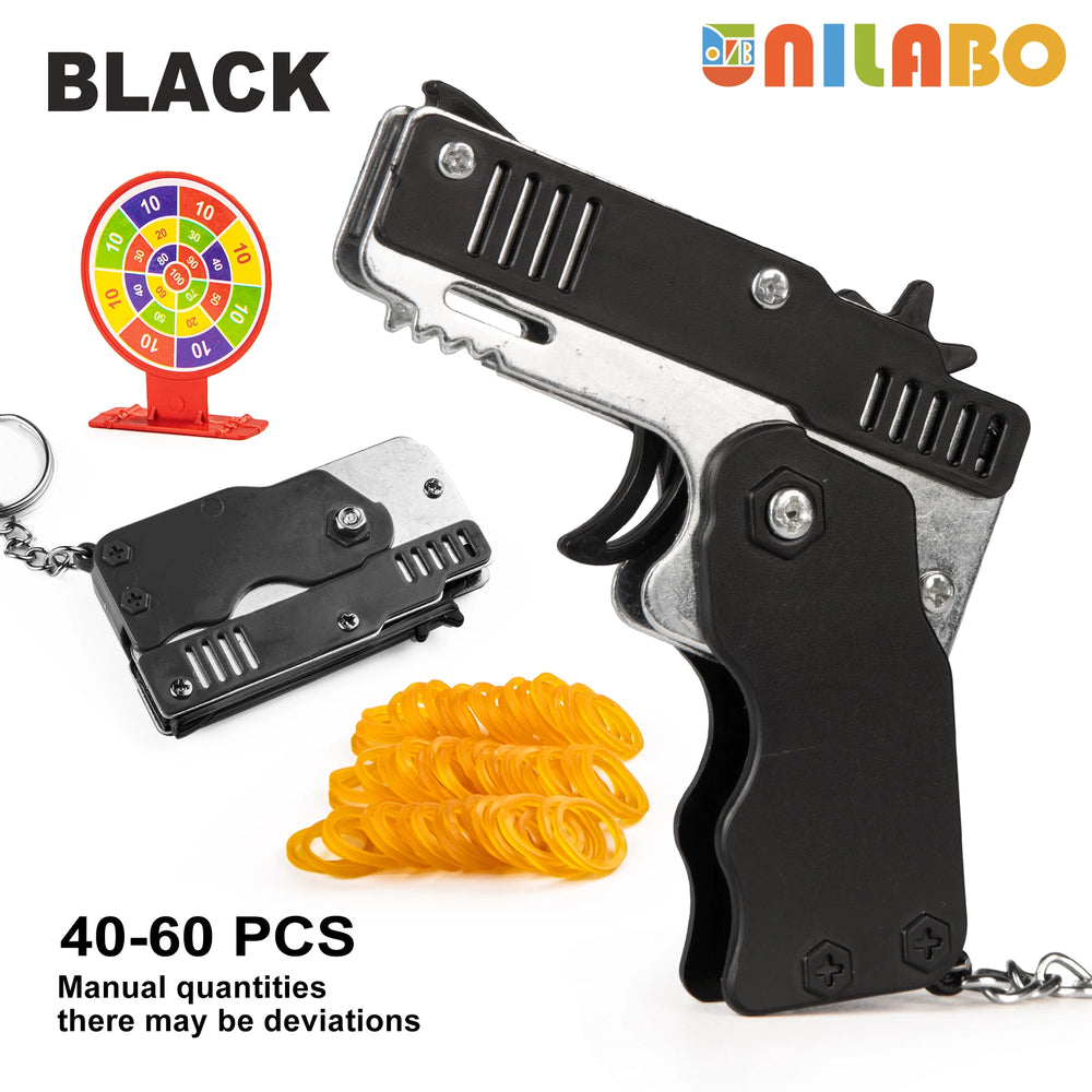 Mini Alloy Foldable Rubber Band Gun Keychain | Quick Shooting Toy additional angle