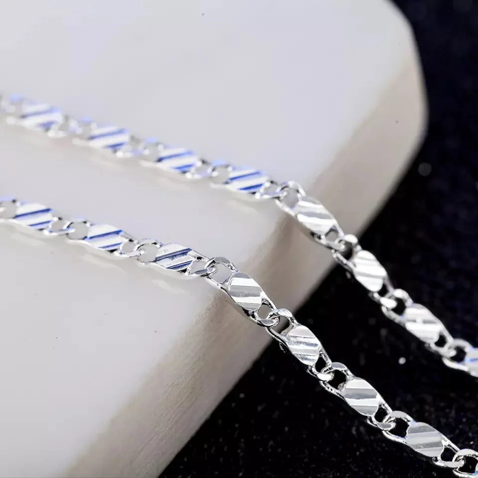 Fashion 18k Gold Necklace 2MM 16/18/20/22/24/26/28/30 Inch Side Chain Necklace For additional angle