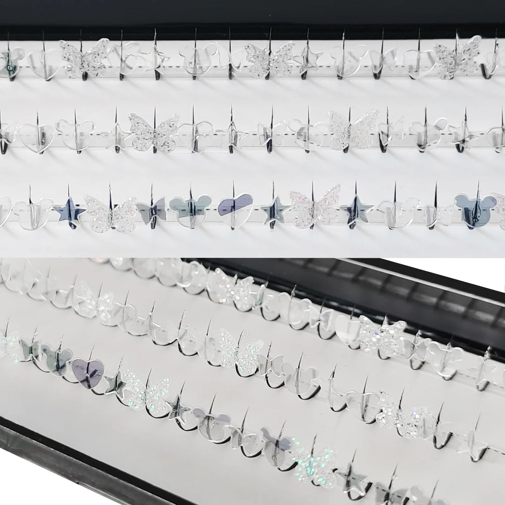 Summer Silvery Butterfly Fairy Eyelashes | Glitter Music Festival Lashes 10-15mm additional angle