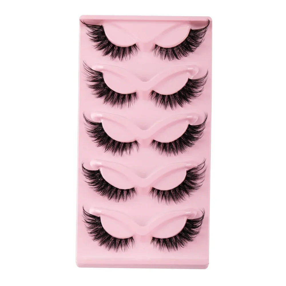 5 Pairs Cat Eye Lashes Fake Eyelashes Natural Long Manga Lashes Winged End Eye Elon additional angle
