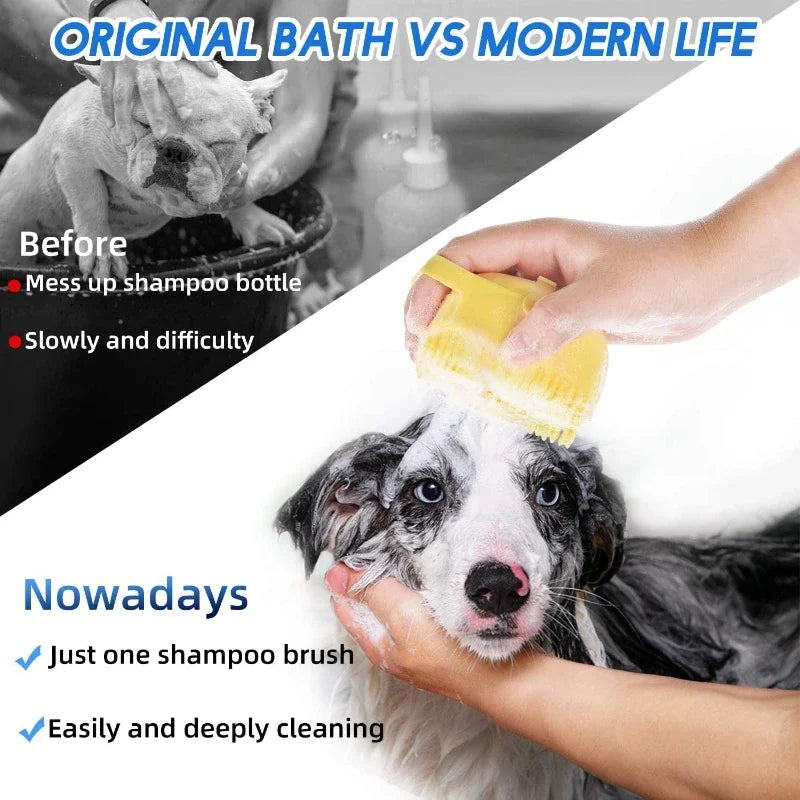 Soft Silicone Pet Shampoo Brush | 2.7oz Dog Cat Bathing Massage Comb close-up view