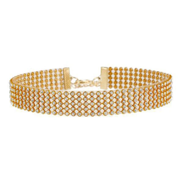 TOP Quality Cool Shiny Rhinestone Bundle Neck Popular Element Collar Necklace Punk additional angle