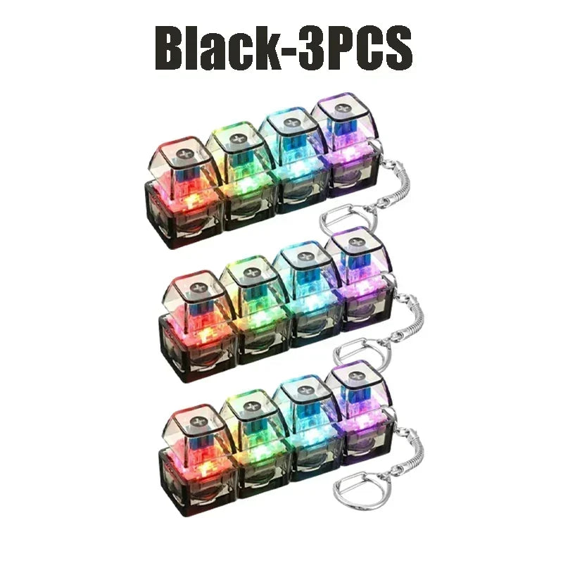 Portable LED Keyboard Keychain Click Button Stress Reliever Desk Accessory