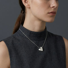 Vnox Minimalism Heart Pendant Snake Chain Necklace for Women Girls, Matte Silver Color Love Pendant