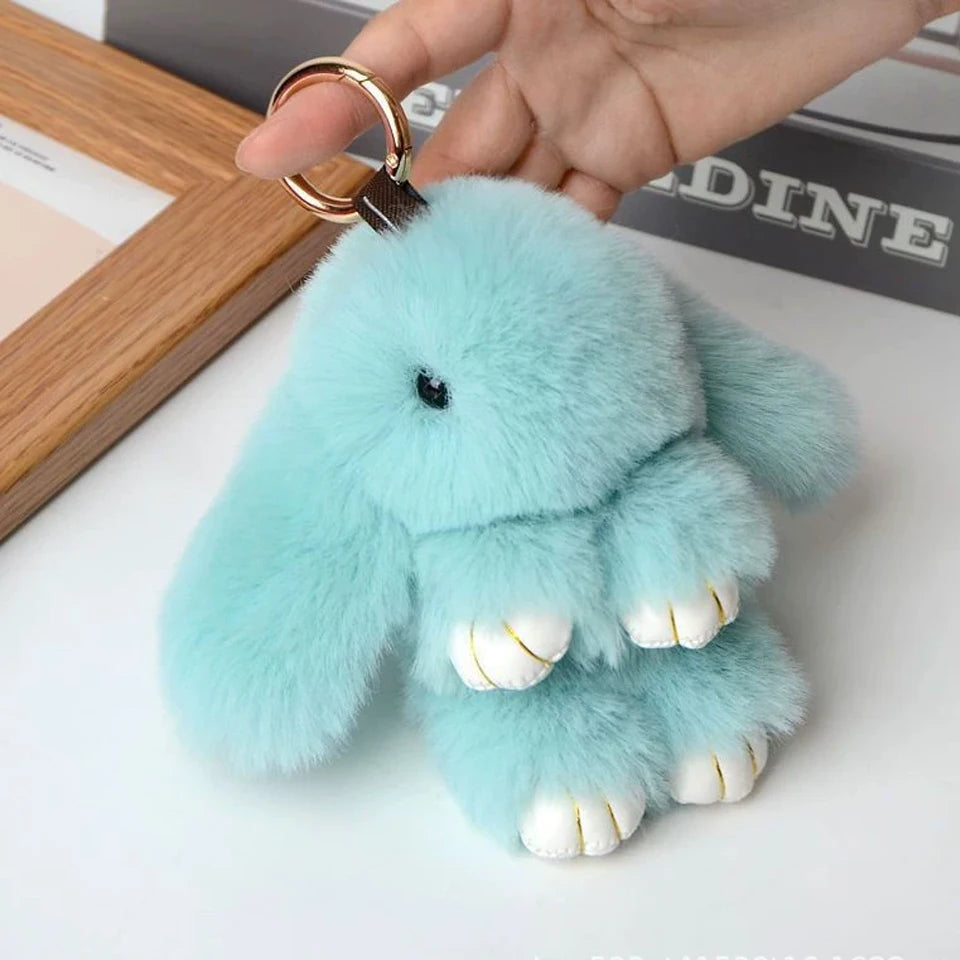 Women's Rabbit Fur Keychain Bag Car Pendant Jewelry for Bags lifestyle view