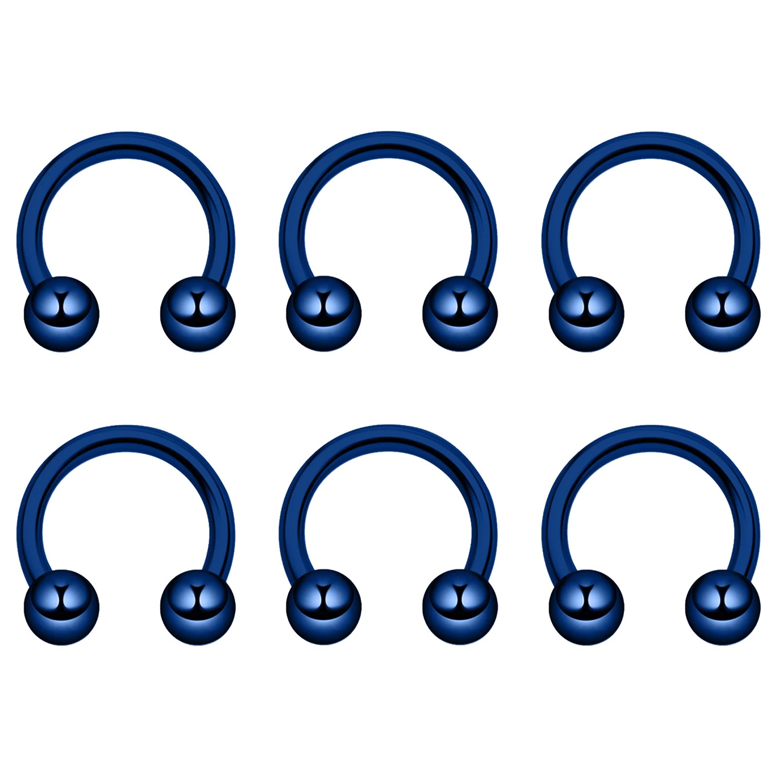 6pcs Stainless Steel U-Shaped Nose Ring - Classic Ball Closure Stud, European Style B alternate view
