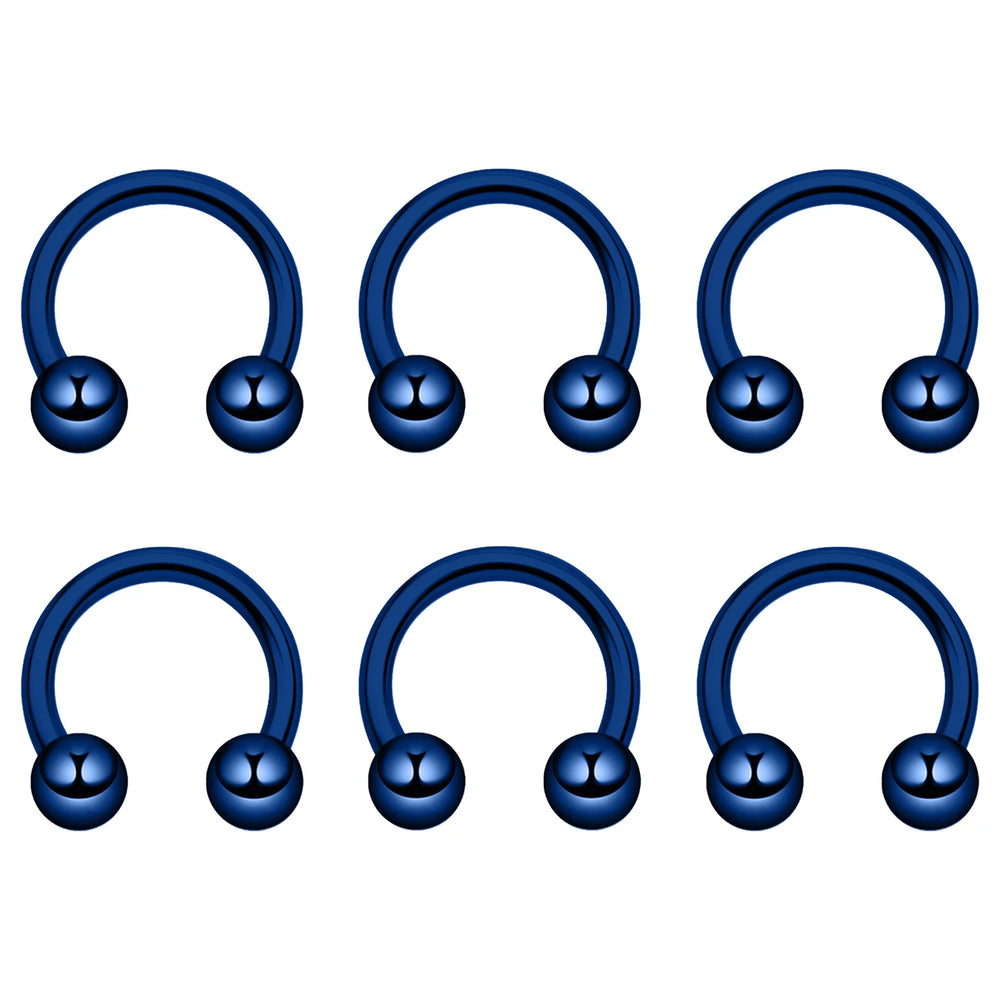 6pcs Stainless Steel U-Shaped Nose Ring - Classic Ball Closure Stud, European Style B alternate view
