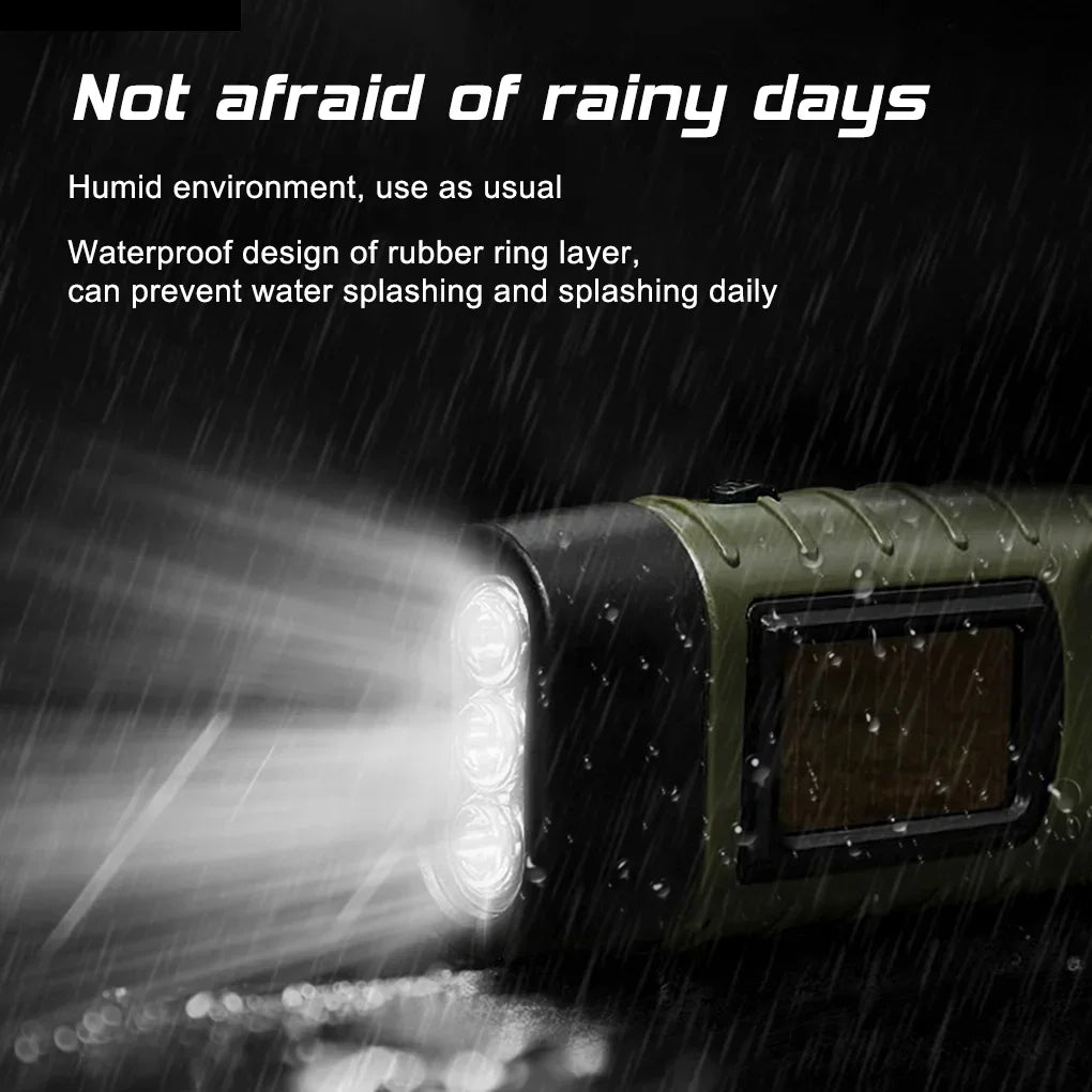 Solar Hand Crank Flashlight | Portable LED Emergency Lantern for Camping and Hiking detail view
