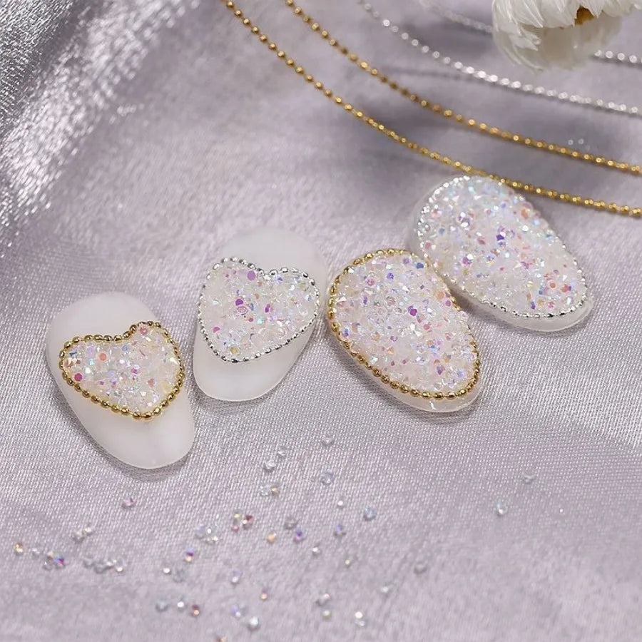 Micro Bead Chain Nail Art Decoration, Silver Gold 50cm Ball Chain for Stylish Manicures, detail view