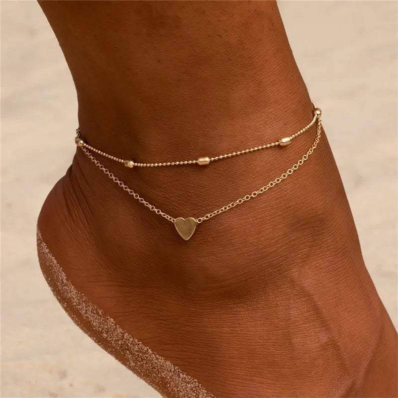 Modyle New Fashion Bohemian Simulated Pearl Chain Wedding Anklet Bracelet for Women G alternate view