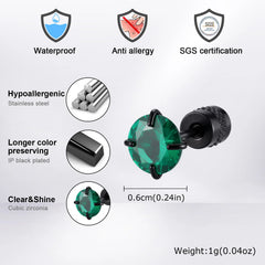 CZ Stud Earrings for Men Women,Hypoallergenic Stainless Steel Round Cubic Zirconia Stu close-up view