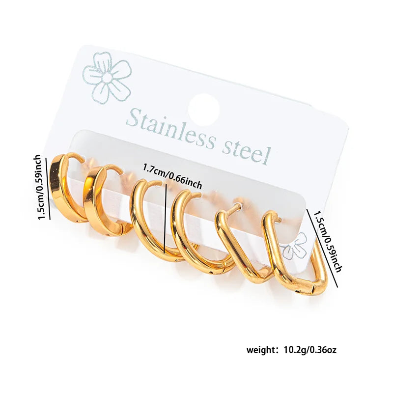 316L Stainless Steel Golden Circle Earrings | Simple Temperament Drop Earrings for Women detail view