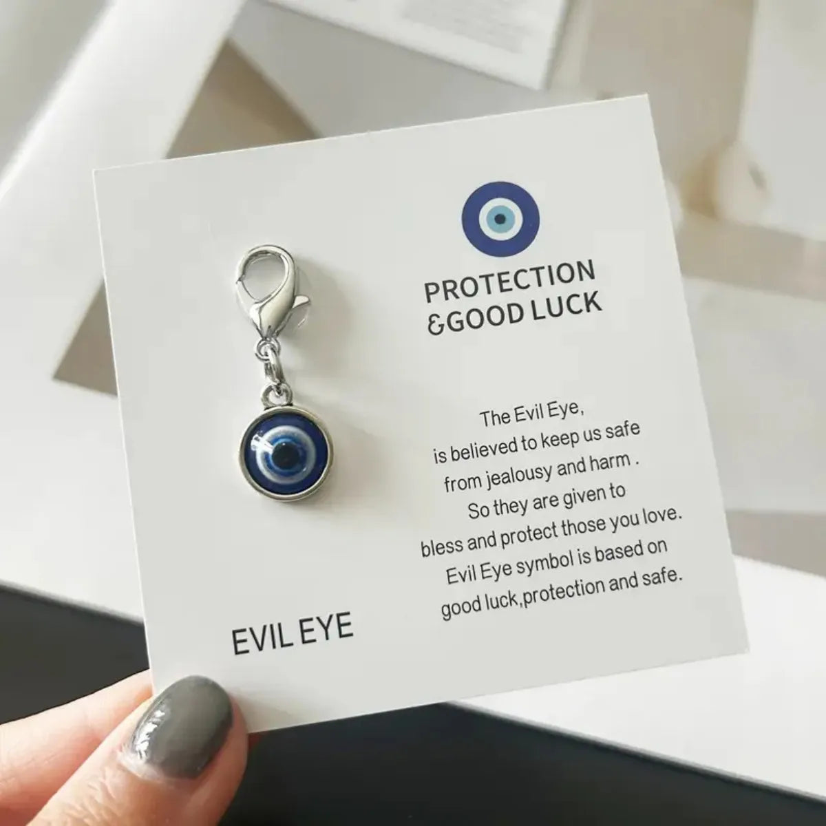 New Blue Evil Eye Keychain Pendant Protection Good Luck English Good Luck Card Exquis lifestyle view