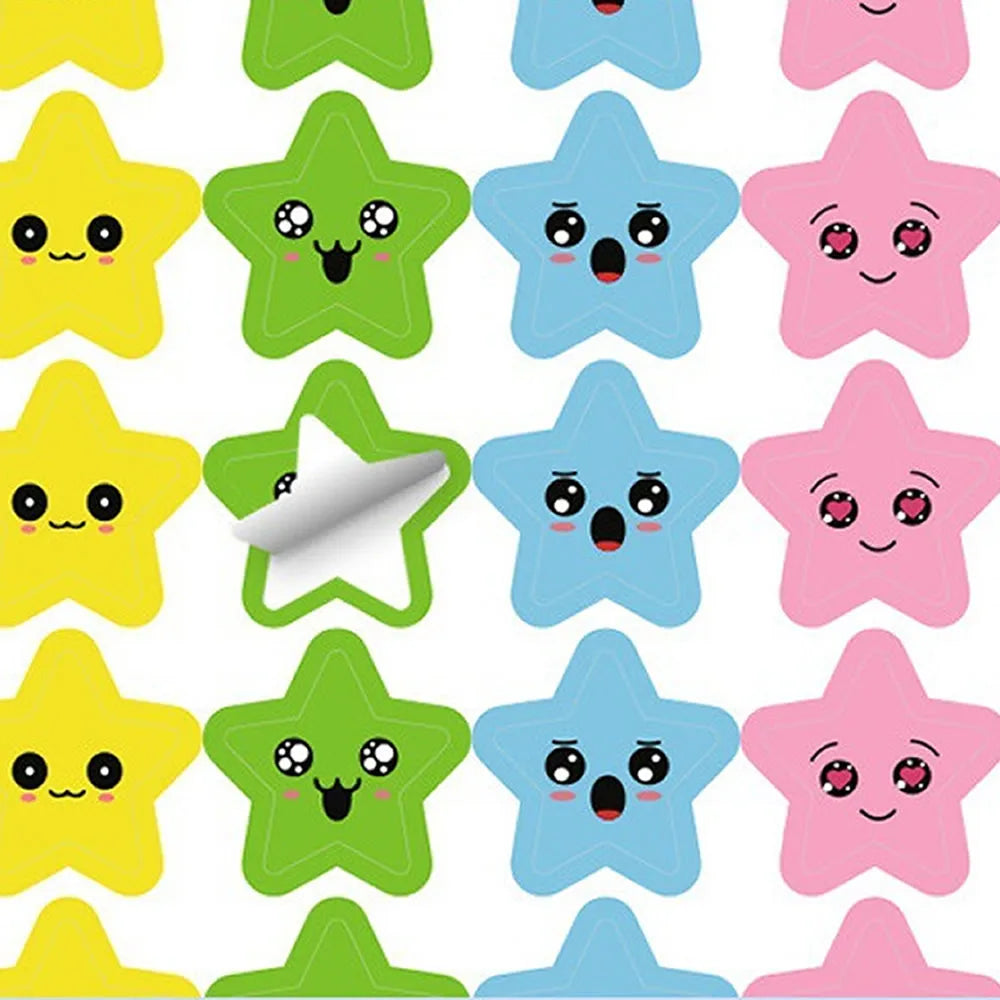 Happy Face Stars Reward Sticker Pack | 450-3000 Sheets for DIY Decor detail view