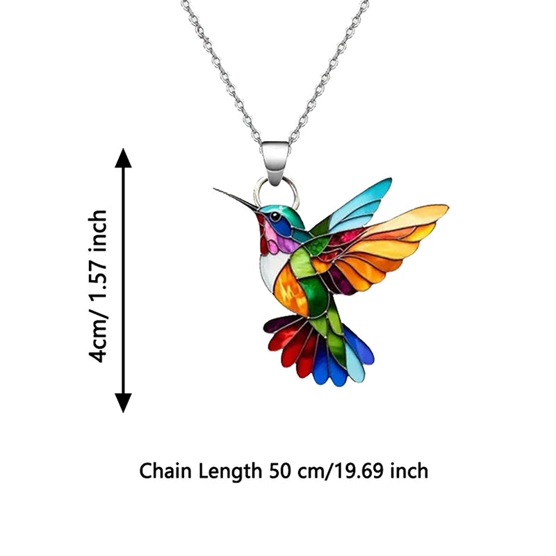 1PC Acrylic Hummingbird 2D Bird Shape Necklace for Women Girls Neck Charms Spring S additional angle