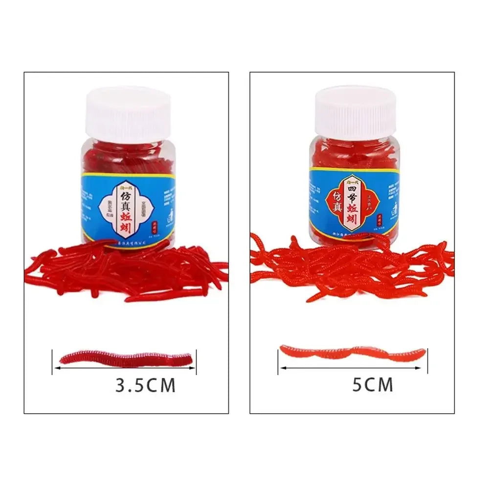 100pcs/Bottle Realistic Tackle Soft Lure Bass Bream Bloodworm Fishing Lure Earthwor additional angle