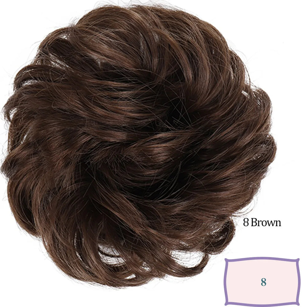 Synthetic Messy Hair Bun Chignon Scrunchies Fake Hair Band Braid Elastic Hairpiece Tail detail view