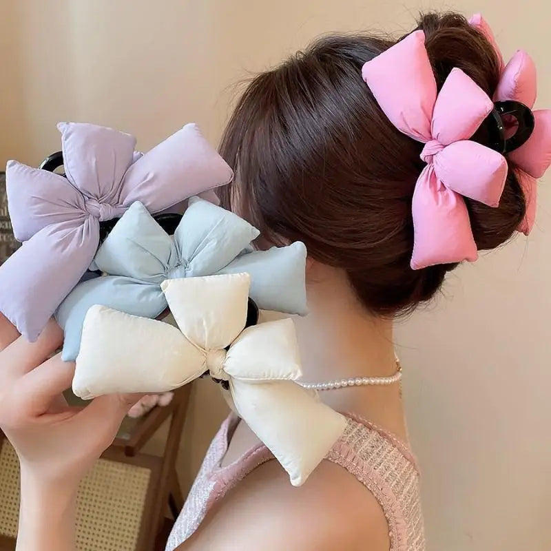 Women 3D Bow Princess Hairpin Cute Sweet Style Back Head Hair Clip for Girls Christmas Gift New Year Party Hair Accessory