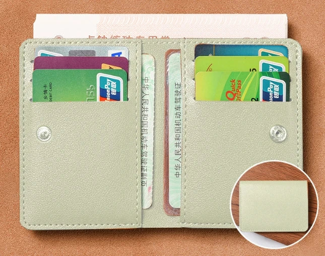 Classic PU Leather Slim Wallet | Unisex Card Holder and Coin Purse close-up view