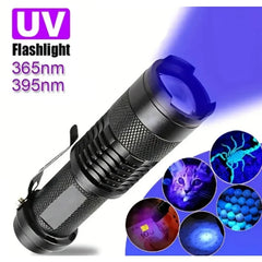 UV LED Flashlight Portable Blacklight | 365/395nm Dual Wavelength Pet Urine Detector
