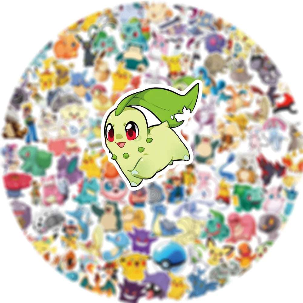 50/100/200pcs Pokemon Anime Stickers Pikachu Kawaii Sticker Laptop Suitcase Skatebo additional angle
