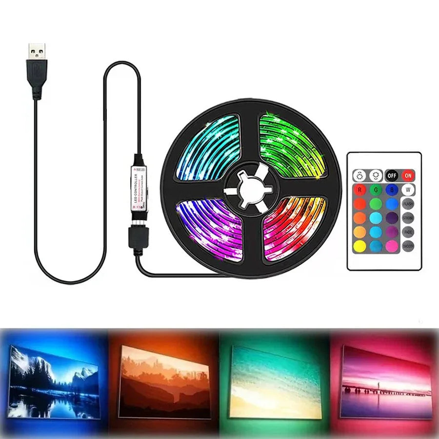 2m USB LED Strip Lights | RGB SMD2835 TV Background Lighting with IR Remote