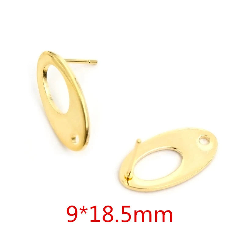 20pcs 316 Stainless Steel Gold Color Geometric Earring Stud Earring Posts Connector f alternate view