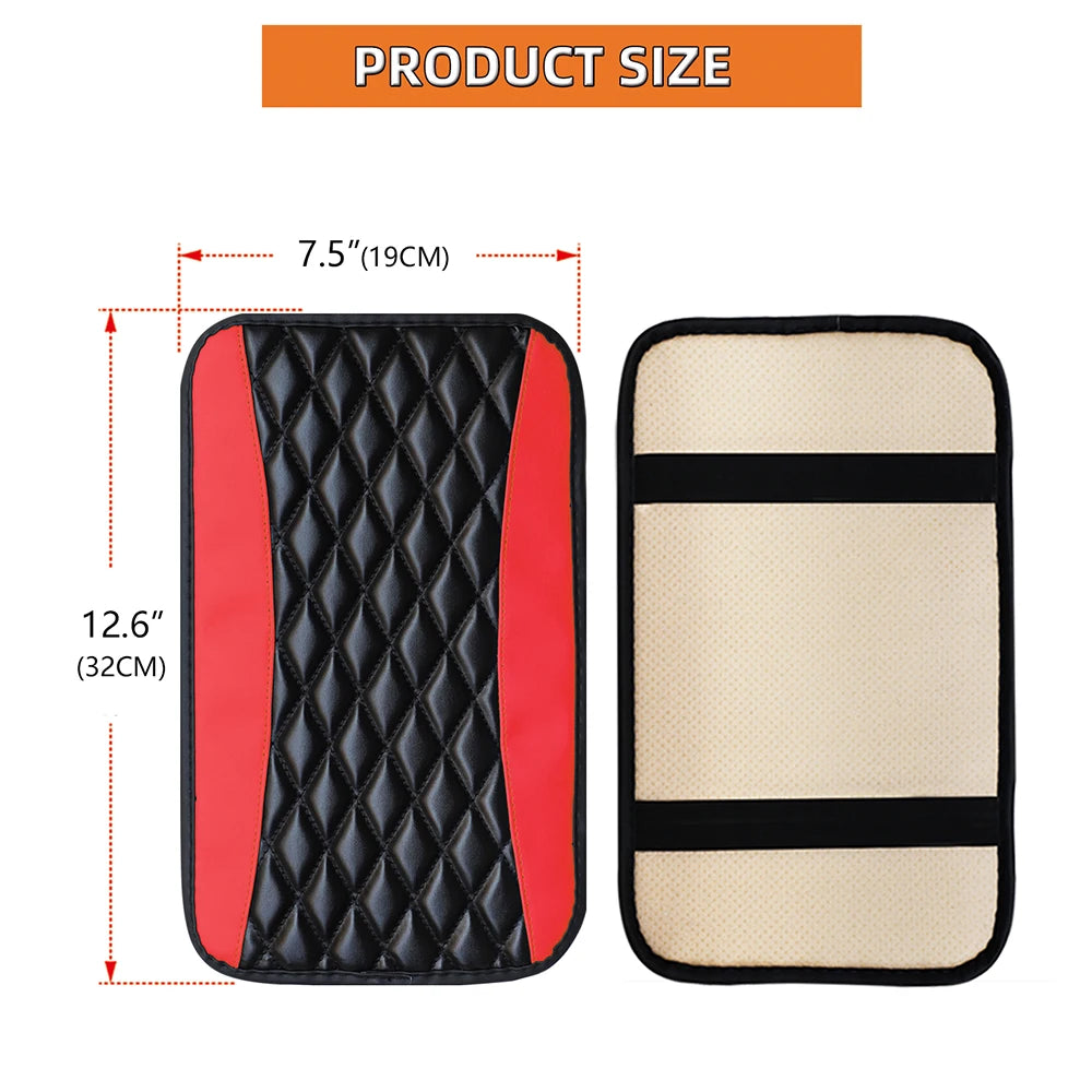 PU leather multi-color three-dimensional embroidered car armrest cushion, center cons alternate view
