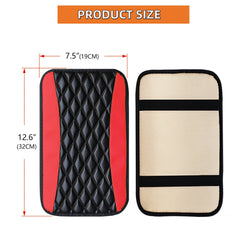PU leather multi-color three-dimensional embroidered car armrest cushion, center cons alternate view