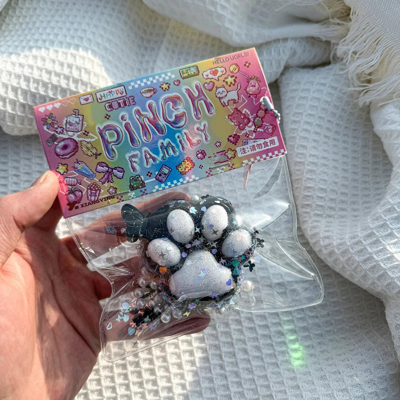 Handmade Flocking Cat's Paw Stress Relief Squishy Toy | Mochi Slow Rebound Fidget Toy alternate view