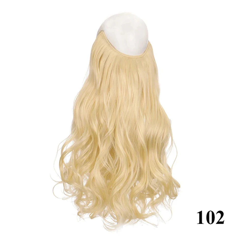 Fish line hair extension piece | 40cm 50cm 60cm straight and curly daily wear for wome close-up view