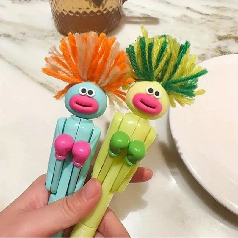 Furry Mechanical Boxing Stress Relief Pen Cartoon Funny Big Mouth Ballpoint Pen Office close-up view