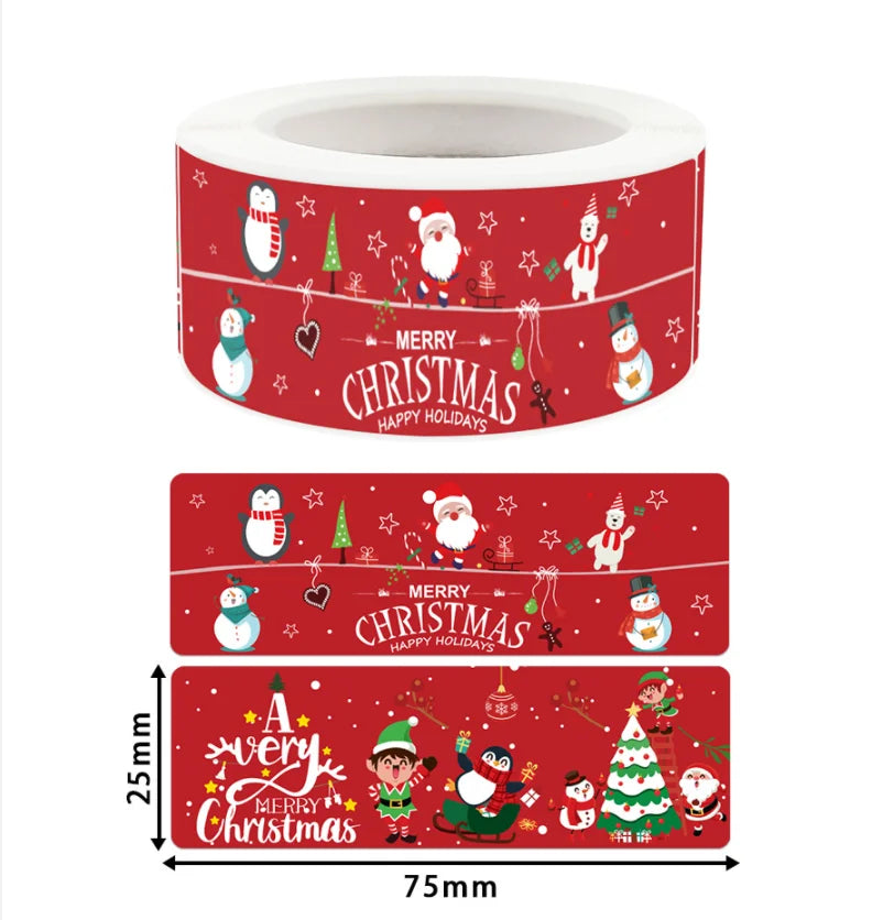 120Pcs Christmas Stickers Roll | Santa Claus Snowman Merry Christmas Gift Sealing Sti lifestyle view