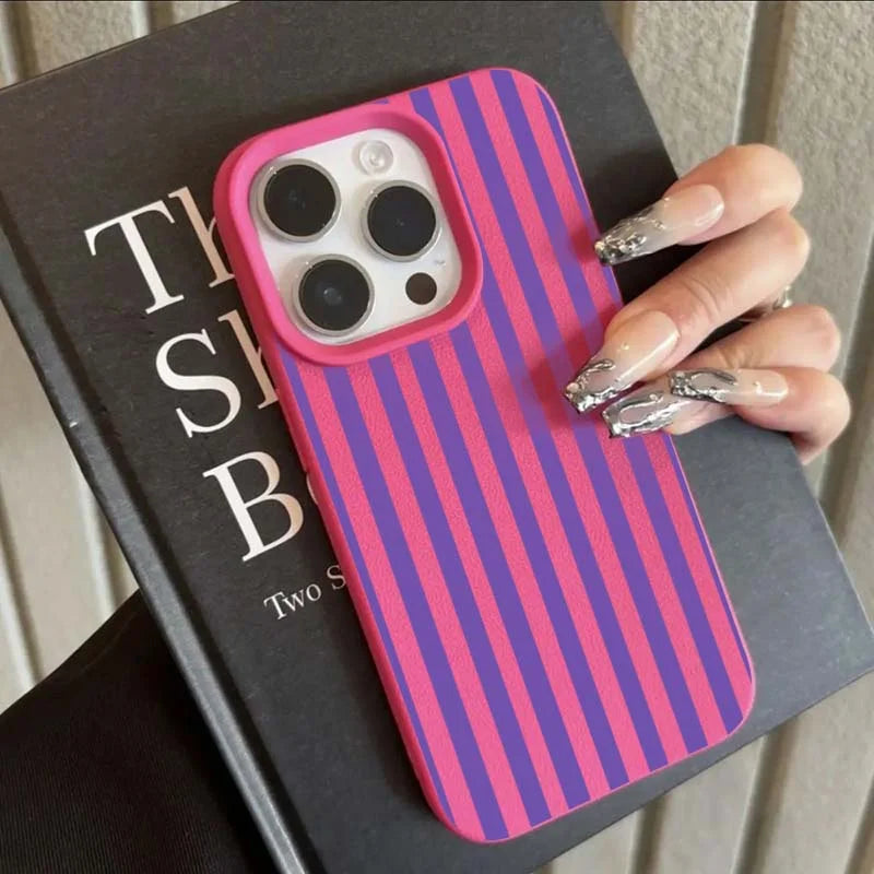 Colorful Striped Minimalist INS Couple Phone Case For iPhone 18 17 16 11 13 12 14 15 alternate view
